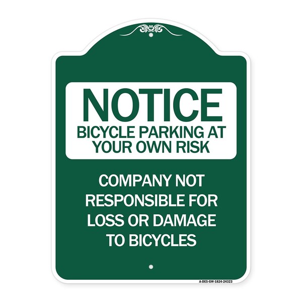 Bicycle Parking at Your Own Risk Company Not Responsible for Loss or Damage to Bicycle, GW-1824
